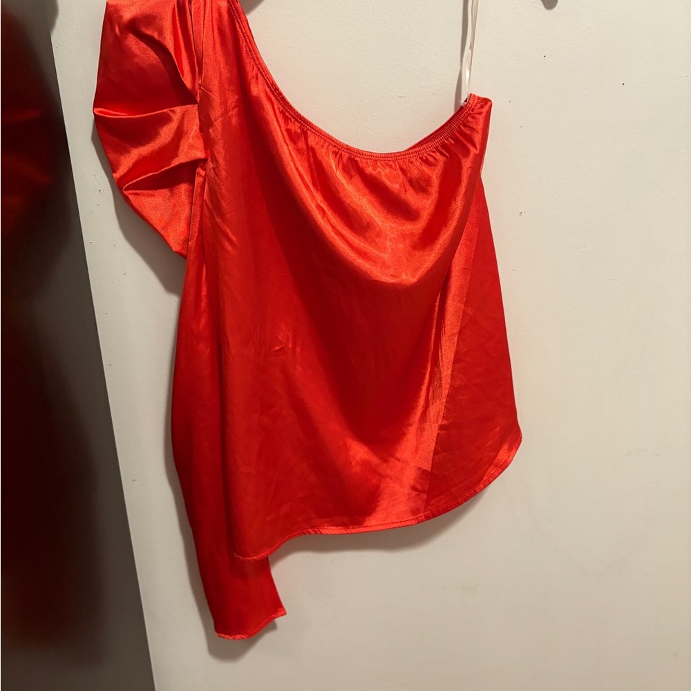 Elegant Red Satin Women's Top